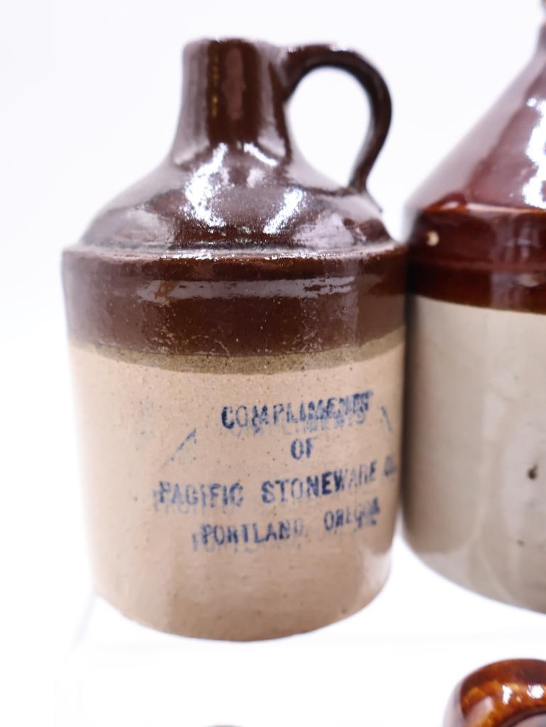 Collection of Vintage Miniature Stoneware Advertising Jugs Mercury, Perfume and Cologne - 4