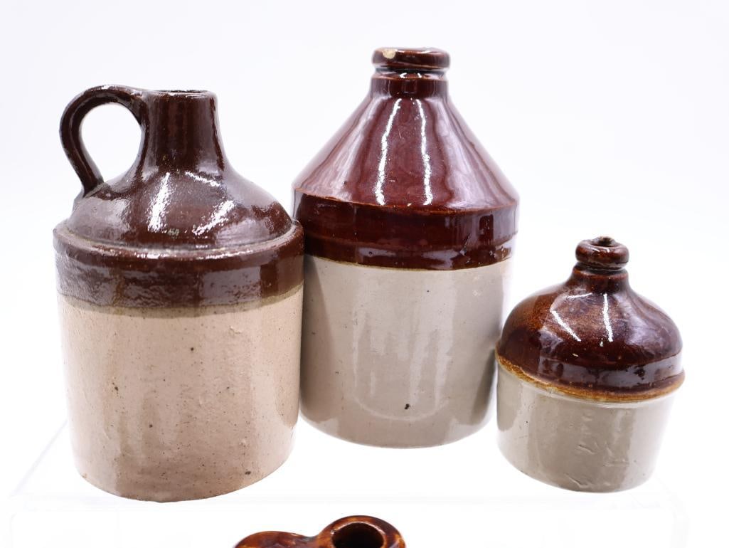 Collection of Vintage Miniature Stoneware Advertising Jugs Mercury, Perfume and Cologne - 7