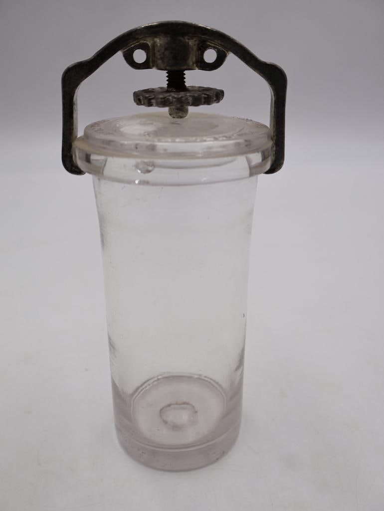 Antique Glass Specimen Jar with Metal Clamp - 3