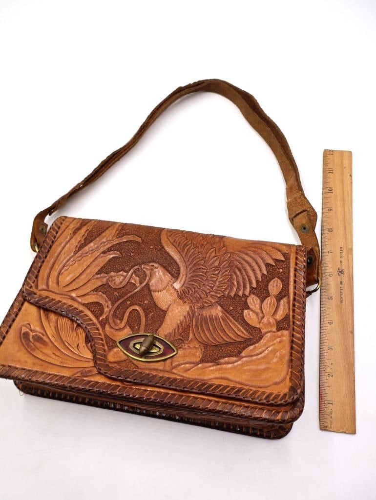 Vintage Handbag Collection Tooled Leather Eagle Purse and Beaded Evening Bags - 12