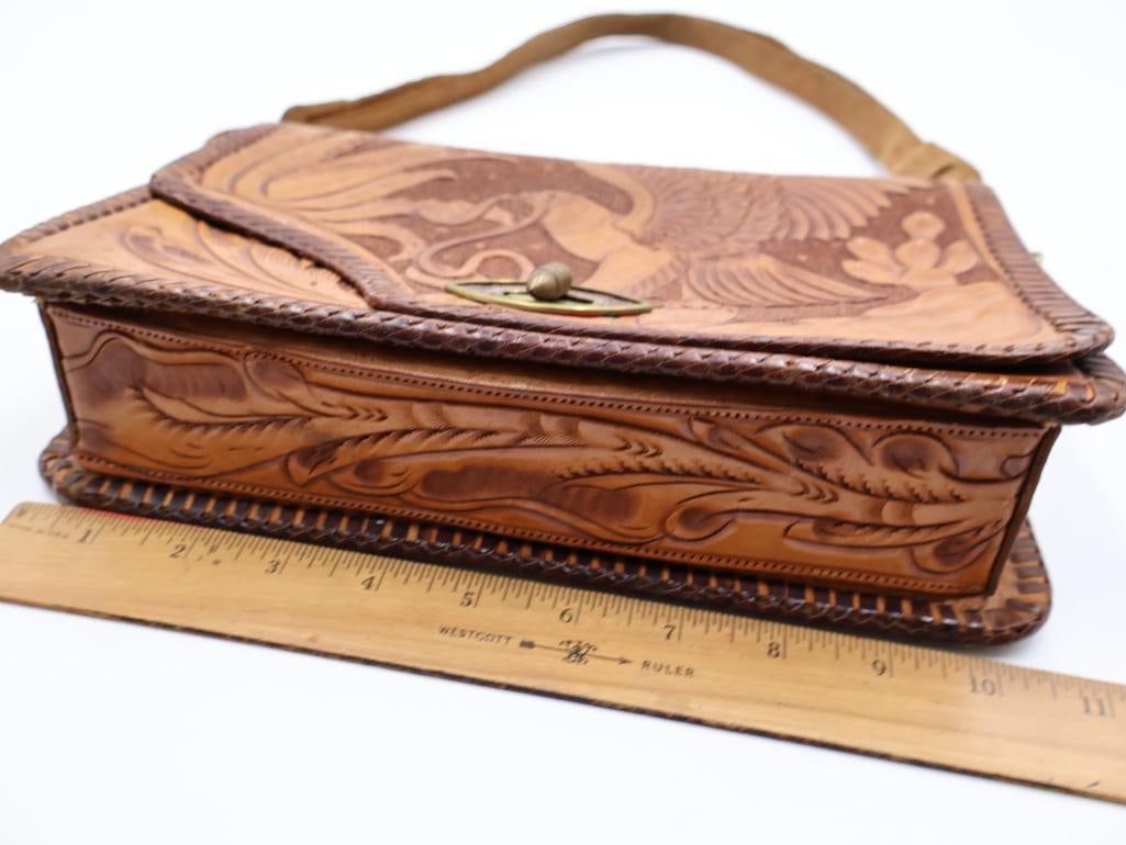 Vintage Handbag Collection Tooled Leather Eagle Purse and Beaded Evening Bags - 14