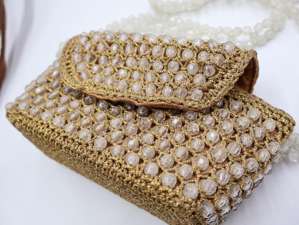 Vintage Handbag Collection Tooled Leather Eagle Purse and Beaded Evening Bags - 8