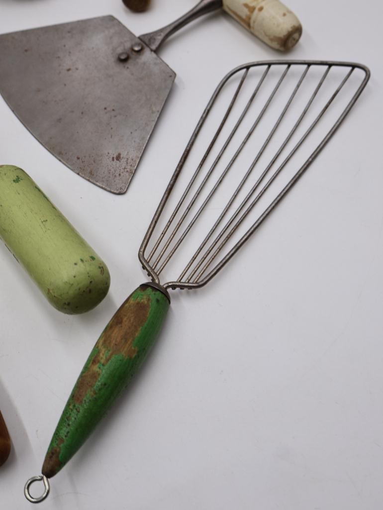 Large Collection Antique Primitive Kitchen Utensils and Baking Tools - 10