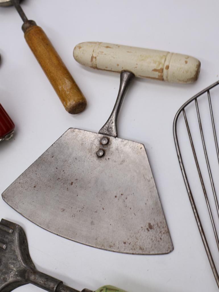 Large Collection Antique Primitive Kitchen Utensils and Baking Tools - 11