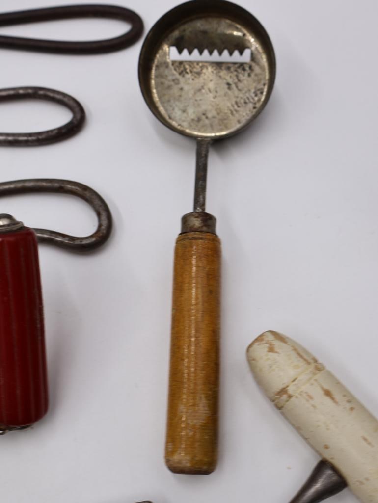 Large Collection Antique Primitive Kitchen Utensils and Baking Tools - 12