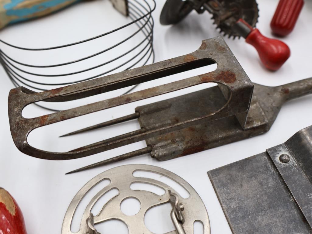 Large Collection Antique Primitive Kitchen Utensils and Baking Tools - 14
