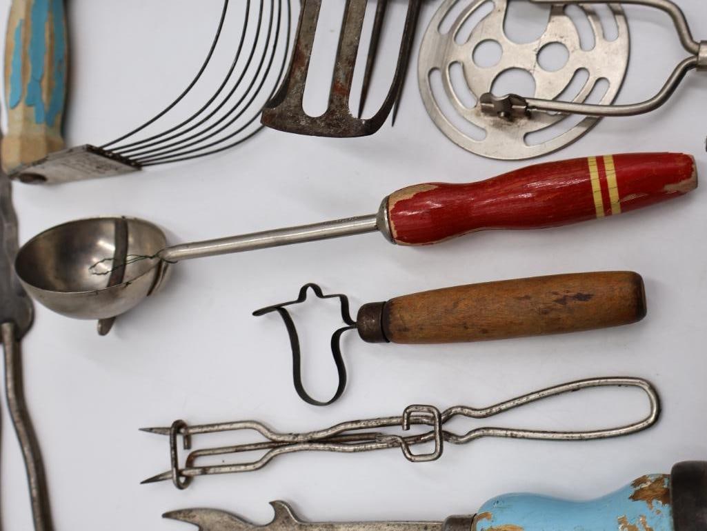 Large Collection Antique Primitive Kitchen Utensils and Baking Tools - 15