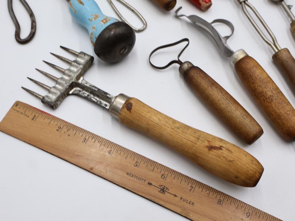 Large Collection Antique Primitive Kitchen Utensils and Baking Tools - 2