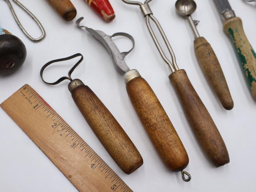 Large Collection Antique Primitive Kitchen Utensils and Baking Tools - 6