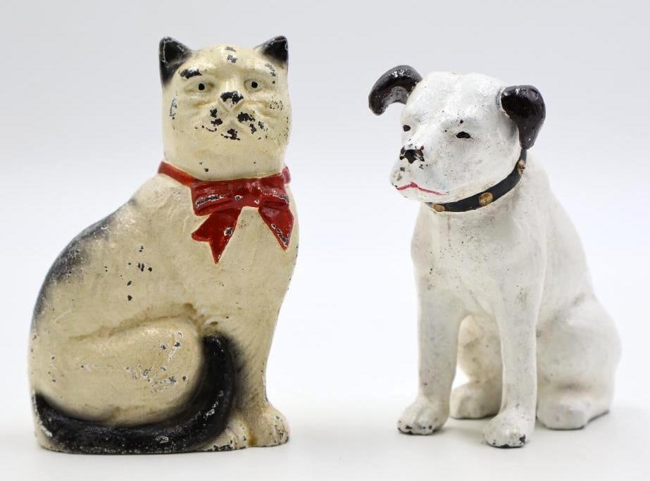 Antique RCA Nipper Dog and Cat Cast Iron Banks (1 of 9)