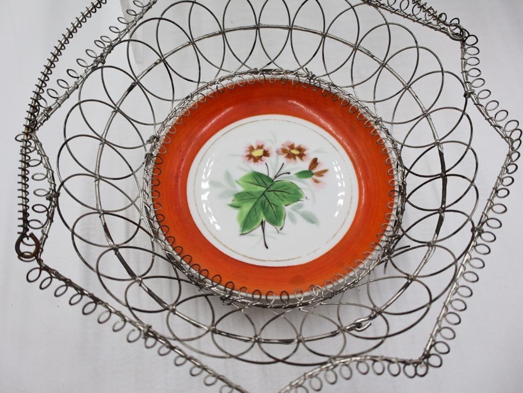 Antique Milk Glass Animal Dishes and Wire Basket Collection - 6