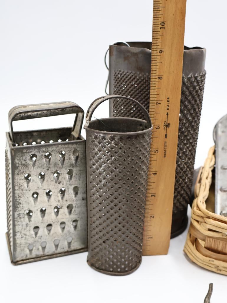 Antique Kitchen Graters, Juicers and Utensils Collection - 13