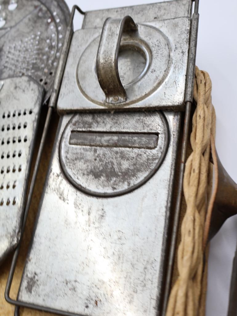 Antique Kitchen Graters, Juicers and Utensils Collection - 16