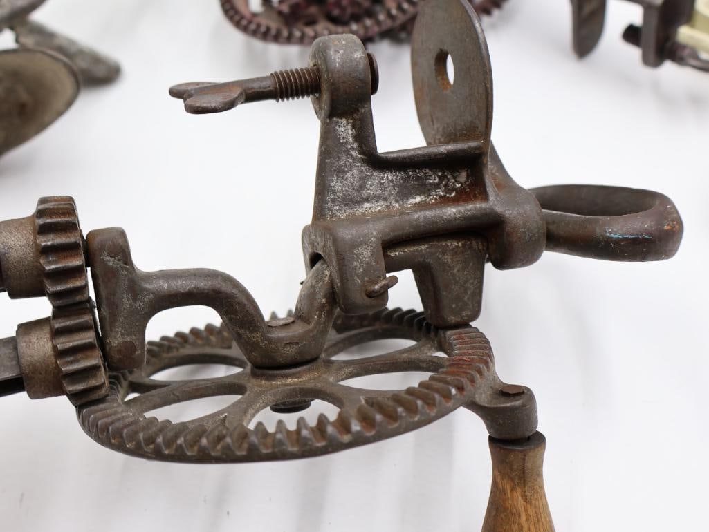 Collection of Antique Cast Iron Hand-Crank Kitchen Gadgets Apple Peeler, Slicers & More - 16