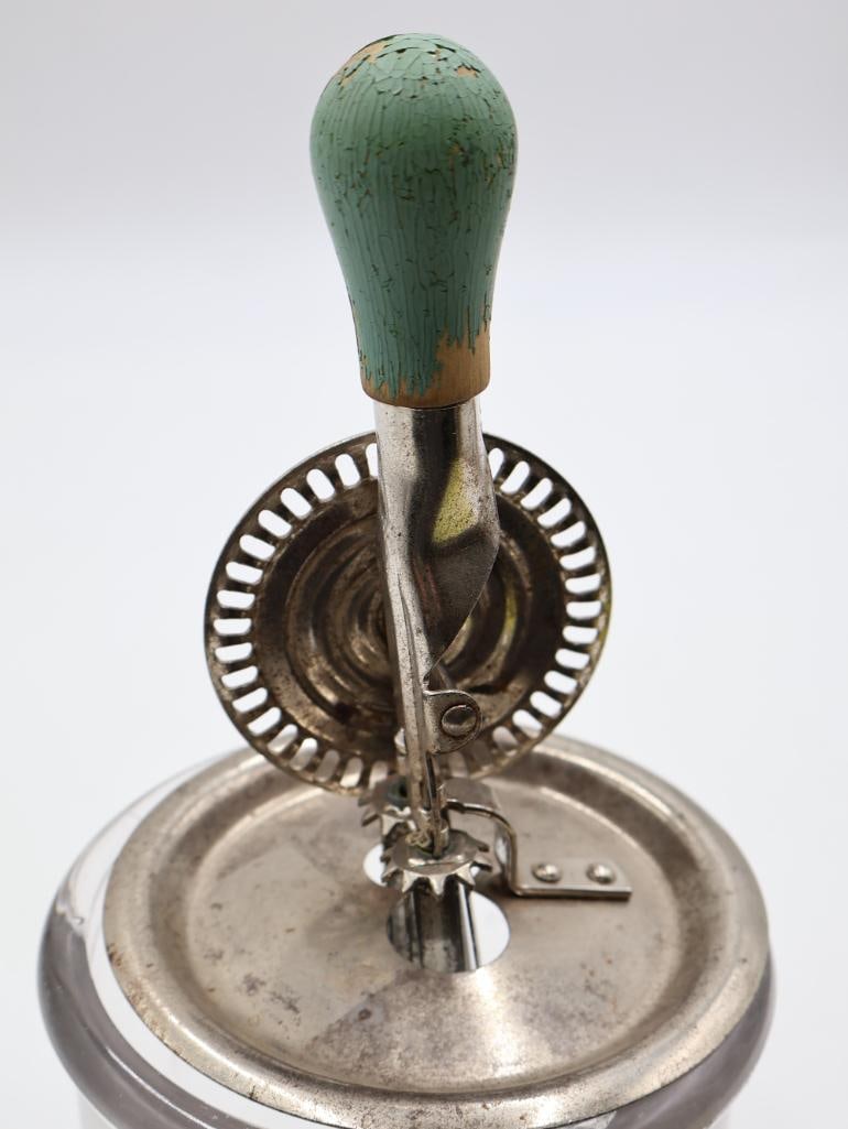Vintage Hand-Crank Egg Beater with Glass Measuring Jar - 2