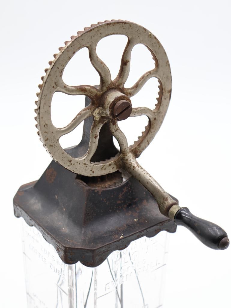 Antique Silvers Brooklyn Glass Hand-Crank Egg Beater / Mixer - 3