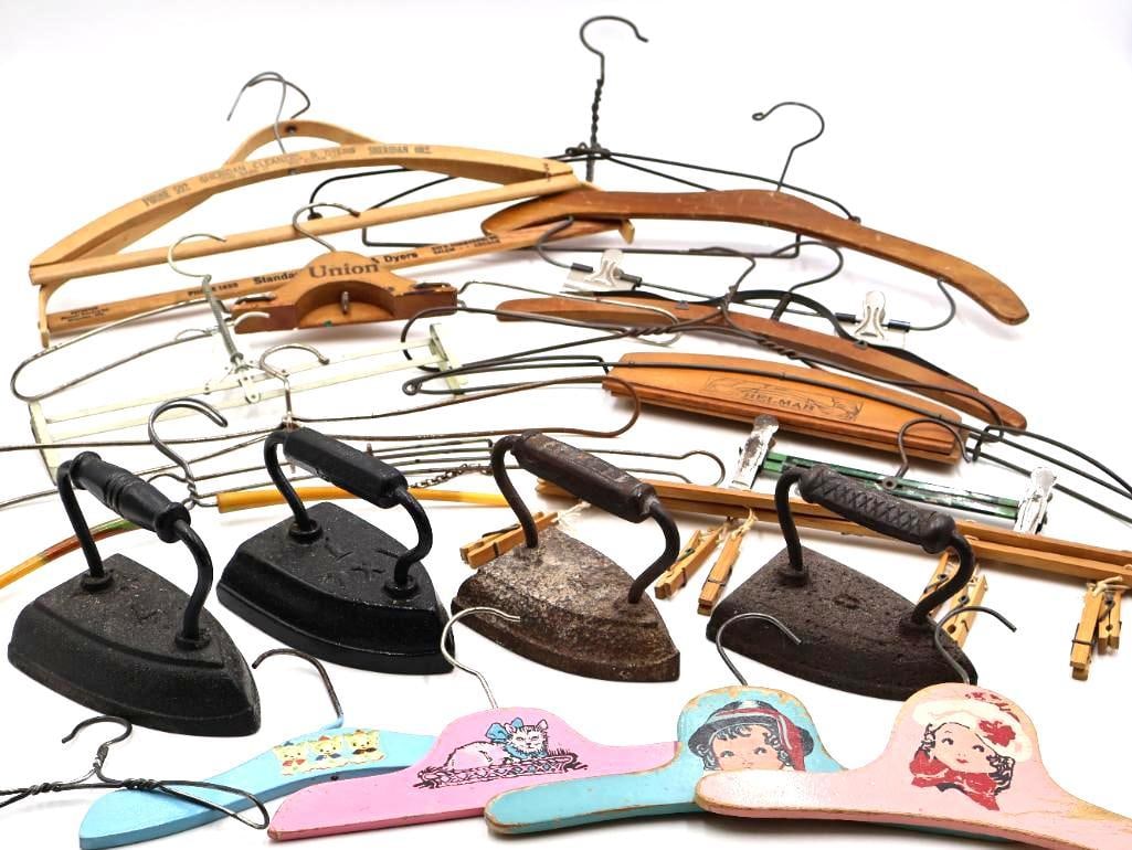 Antique Sad Irons and Vintage Advertising Clothes Hangers Collection (1 of 20)