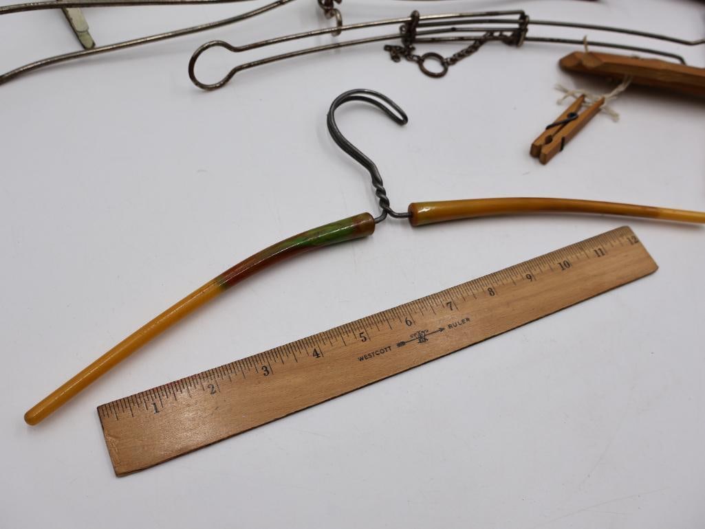 Antique Sad Irons and Vintage Advertising Clothes Hangers Collection - 7