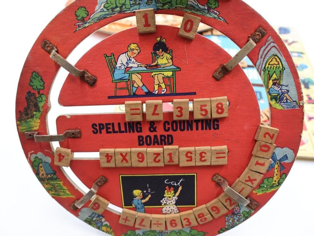 Antique Childrens Spelling and Counting Educational Boards - 12