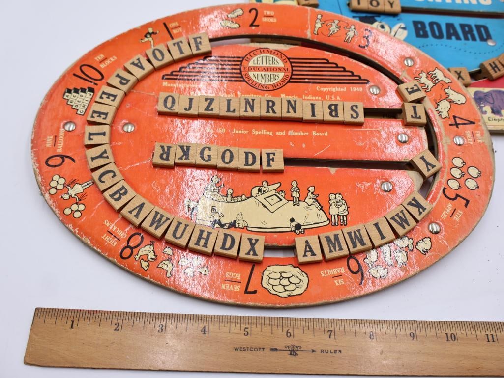 Antique Childrens Spelling and Counting Educational Boards - 13