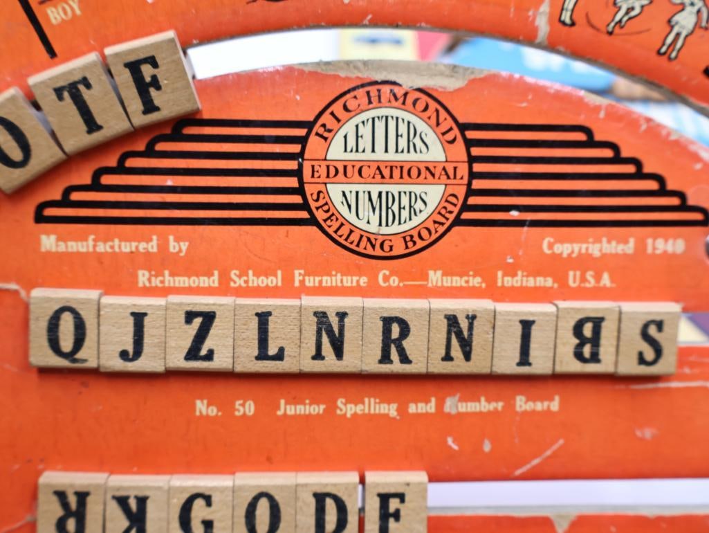 Antique Childrens Spelling and Counting Educational Boards - 14