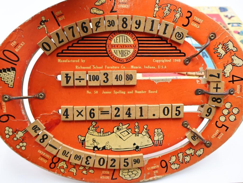 Antique Childrens Spelling and Counting Educational Boards - 15