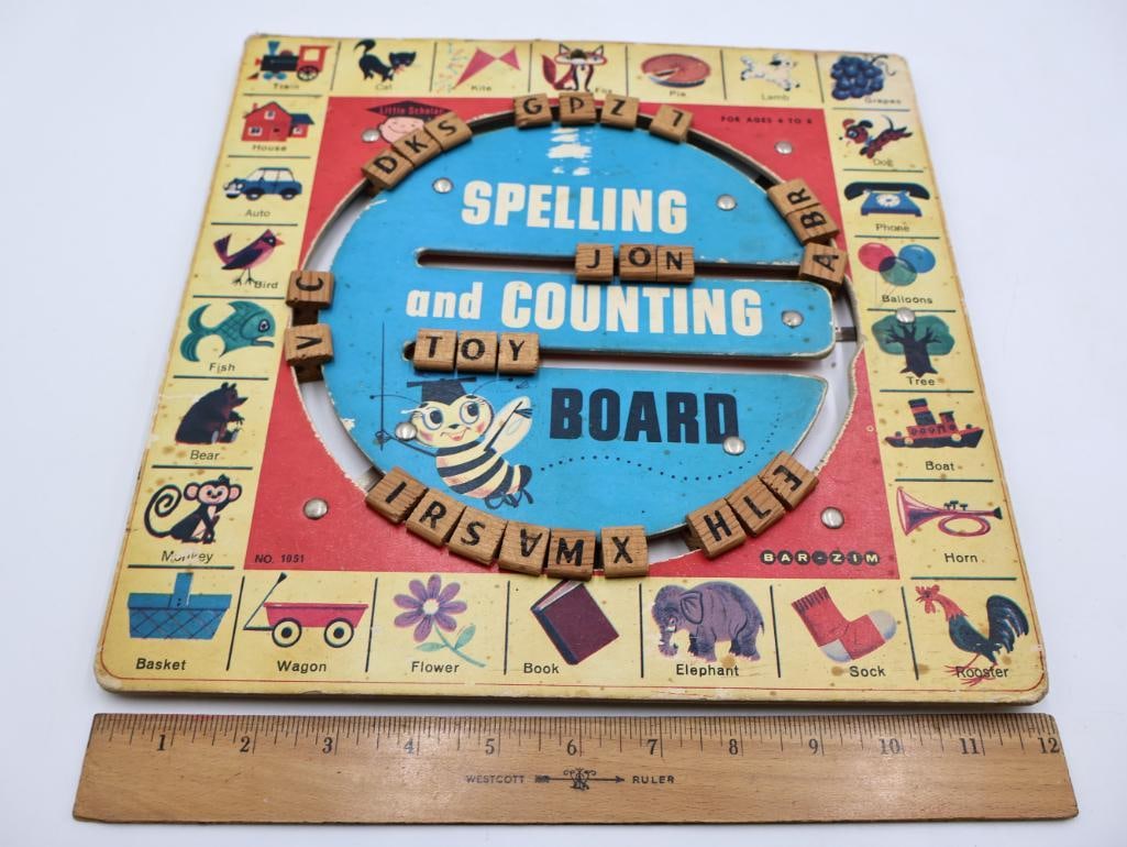 Antique Childrens Spelling and Counting Educational Boards - 16