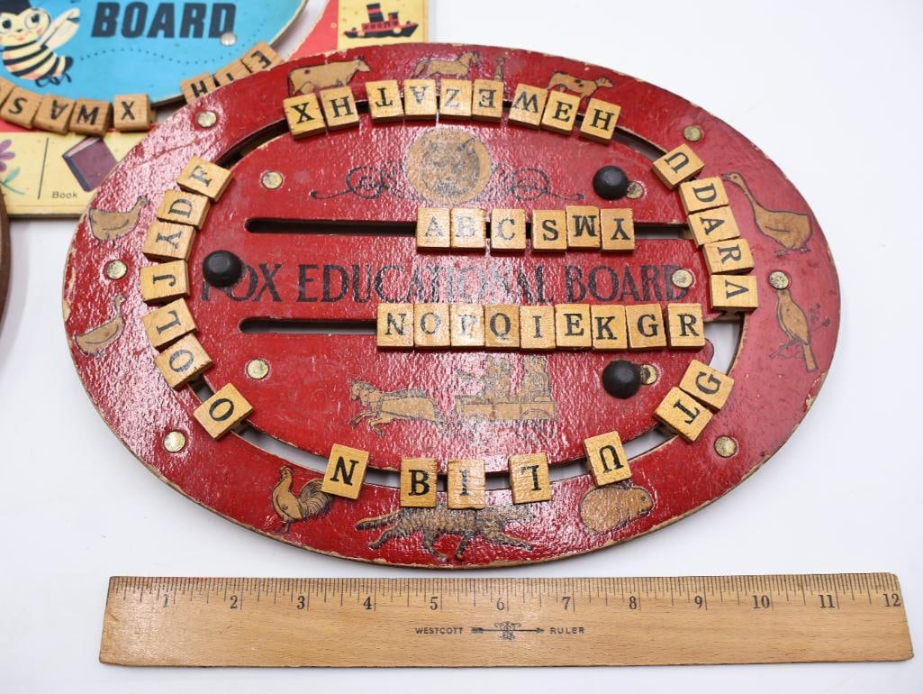 Antique Childrens Spelling and Counting Educational Boards - 2