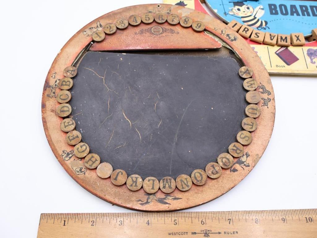 Antique Childrens Spelling and Counting Educational Boards - 7