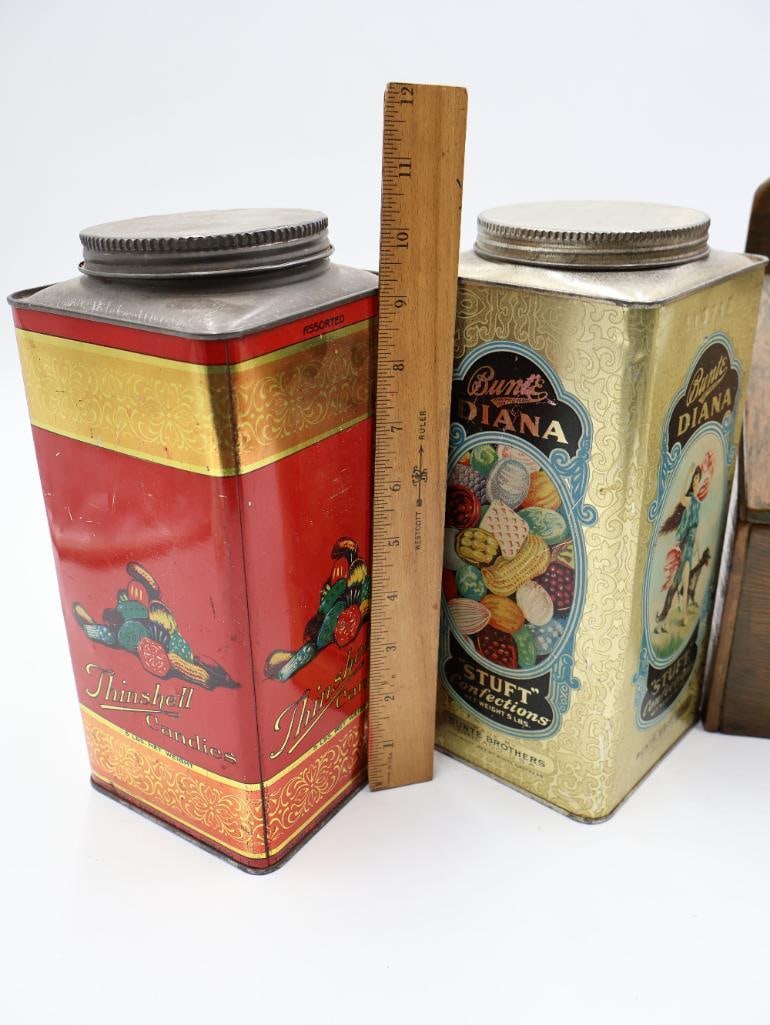 Vintage Advertising Tins, Bunte Diana Candy Tin and Kitchen Collectibles - 8