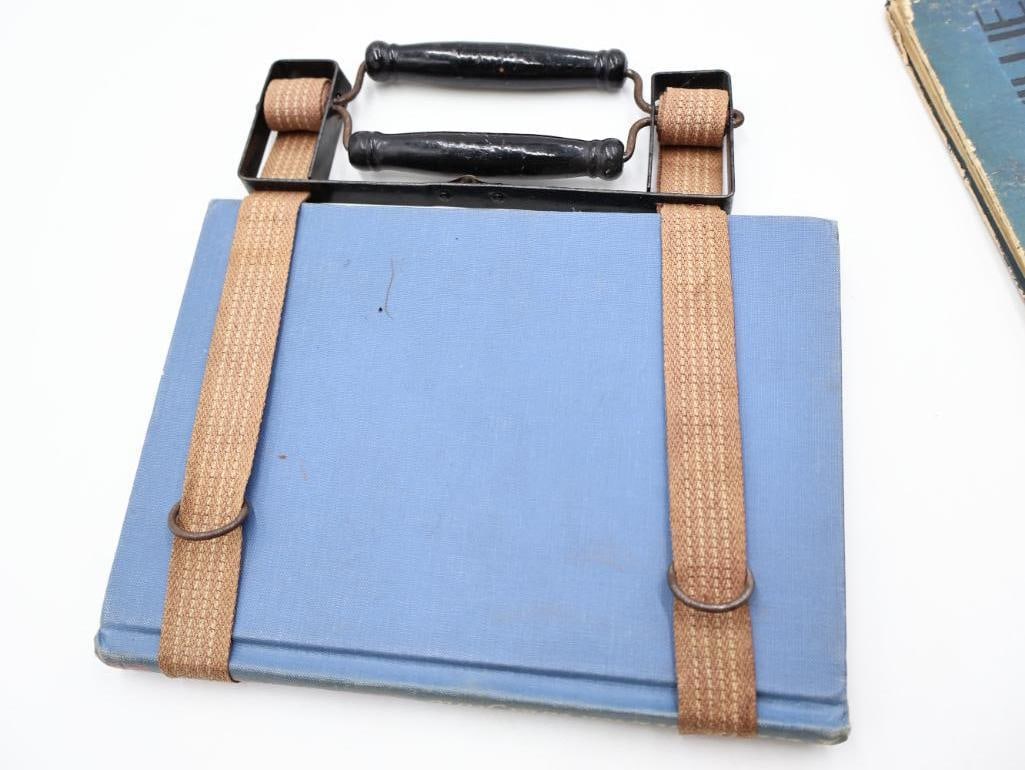 Antique Child's School Book Carriers and Blackboard Abacus Slate - 7