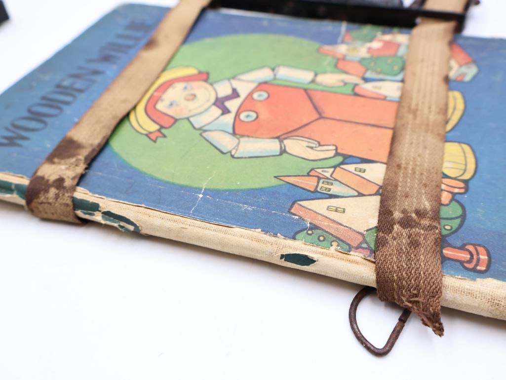 Antique Child's School Book Carriers and Blackboard Abacus Slate - 9