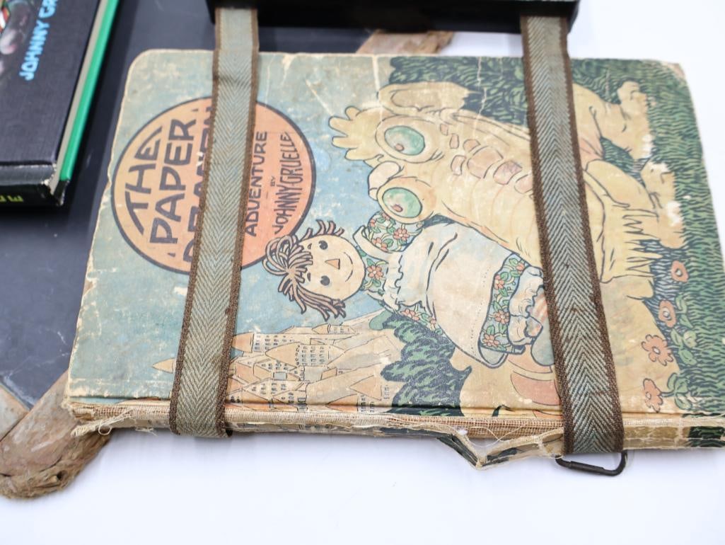 Antique Child's School Book Carriers and Blackboard Slate - 3