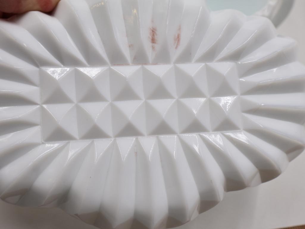 Vintage Fenton-Style Milk Glass Hobnail Vanity and Tableware Collection - 8