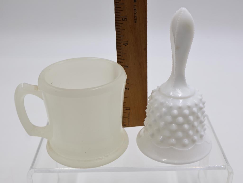 Vintage Fenton-Style Milk Glass Hobnail Vanity and Tableware Collection - 9