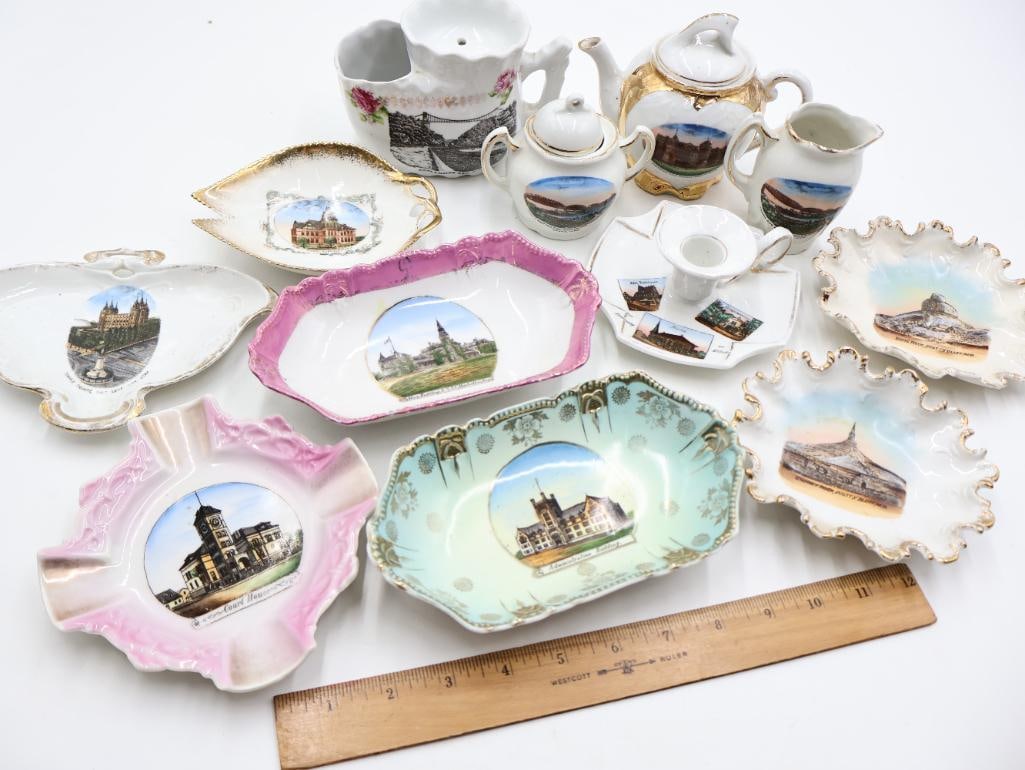 Antique Porcelain Souvenir Ware Collection Scenic Buildings and Landmarks - 2