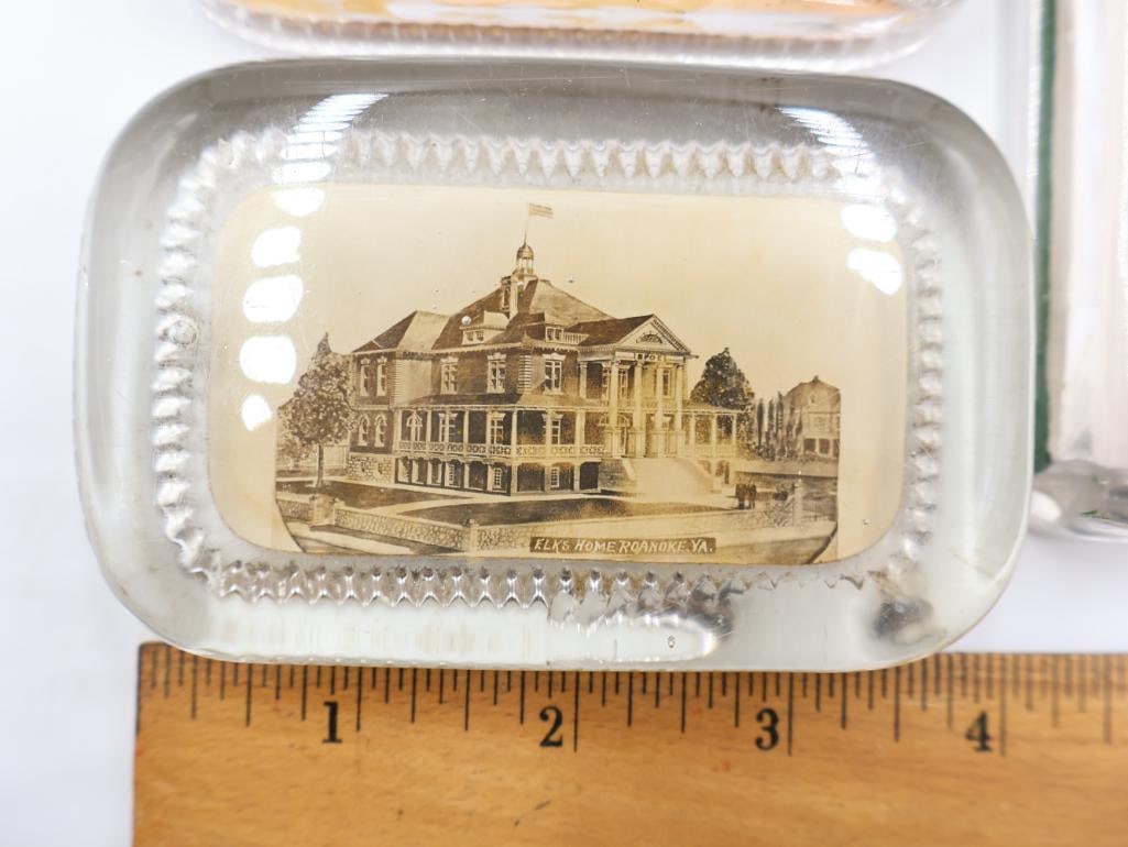 Antique Glass Advertising and Souvenir Paperweights Lot of 3 - 2