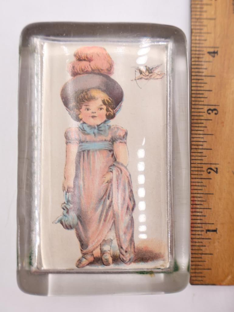 Antique Glass Advertising and Souvenir Paperweights Lot of 3 - 6