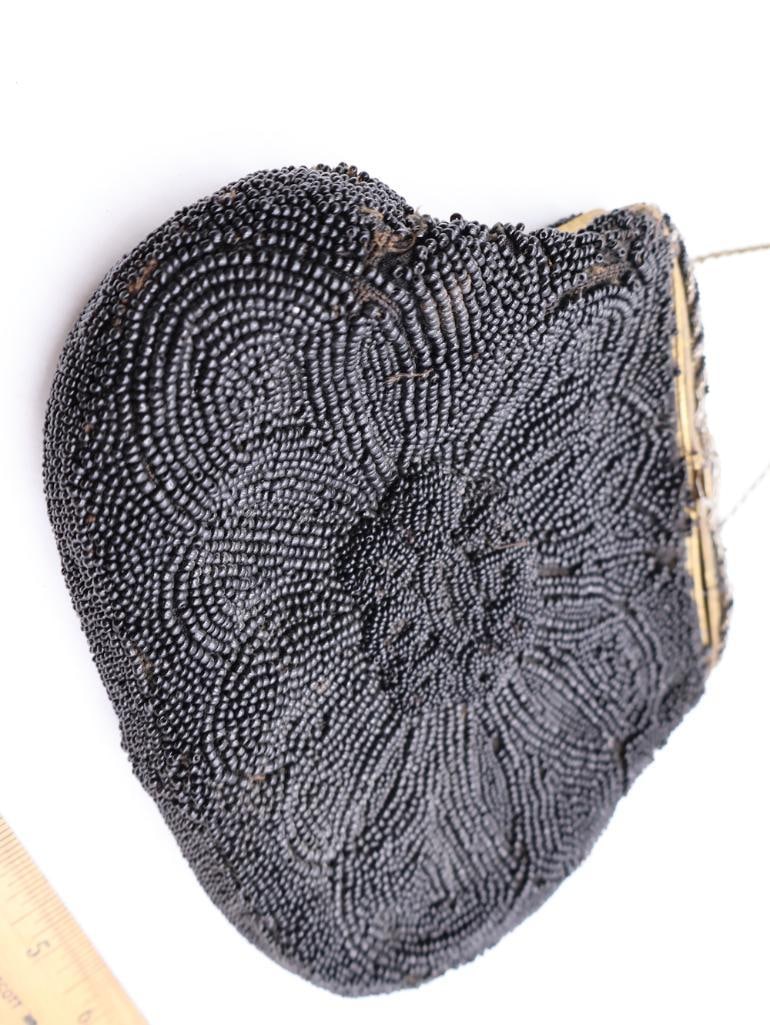 Antique Victorian Black Beaded Evening Purses Lot of 2 - 8