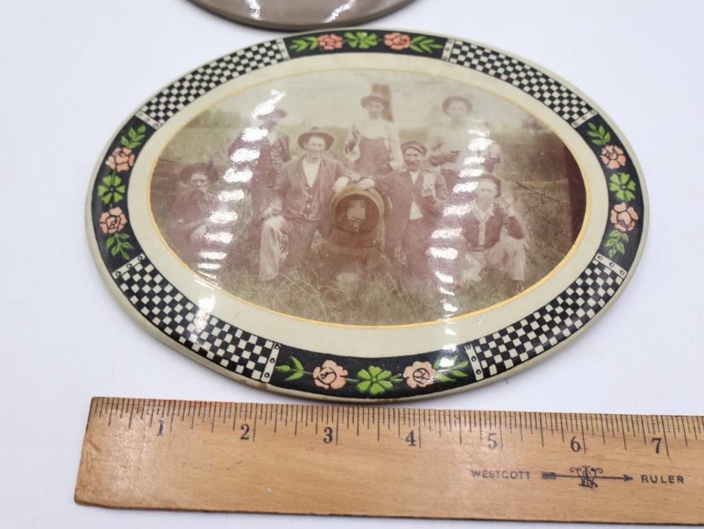 Antique Celluloid and Photo Portrait Buttons Lot of 5 - 3