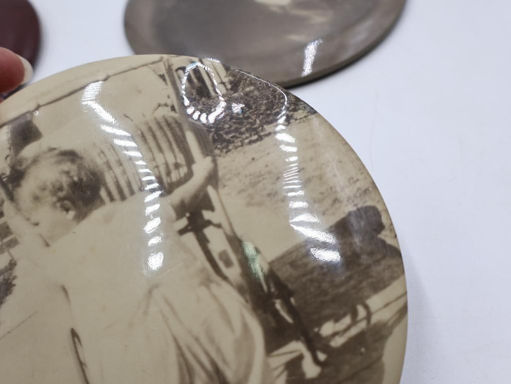 Antique Celluloid and Photo Portrait Buttons Lot of 5 - 7
