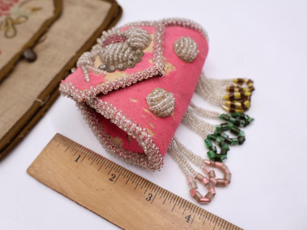 Iroquois Native American Beaded Box Purse and Embroidered Breakfast Case - 3