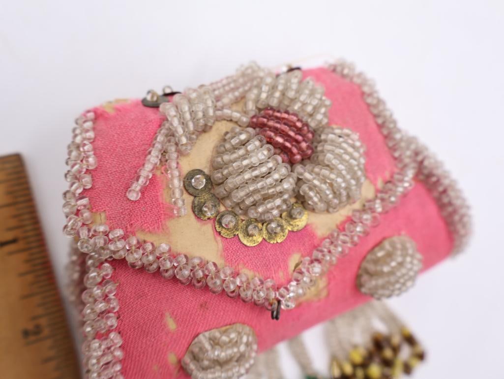 Iroquois Native American Beaded Box Purse and Embroidered Breakfast Case - 4