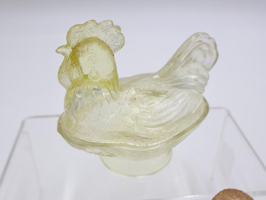 Vintage Figural Glass Covered Dishes Hen on Nest, Deer and Poodle 3 Pieces - 4