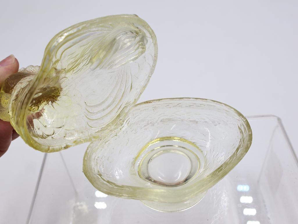 Vintage Figural Glass Covered Dishes Hen on Nest, Deer and Poodle 3 Pieces - 5