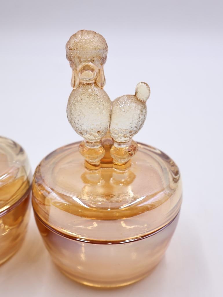 Vintage Figural Glass Covered Dishes Hen on Nest, Deer and Poodle 3 Pieces - 6