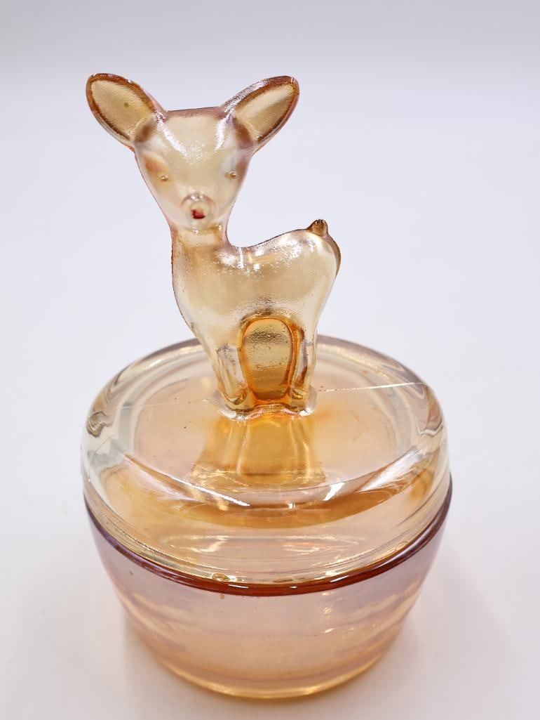 Vintage Figural Glass Covered Dishes Hen on Nest, Deer and Poodle 3 Pieces - 8