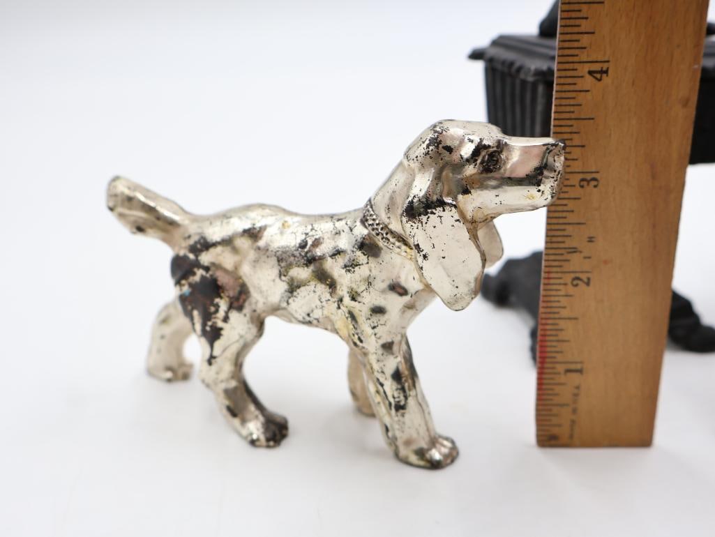 Cast Metal Figures, Trinket Box, Dog Brush and Miniatures - 2