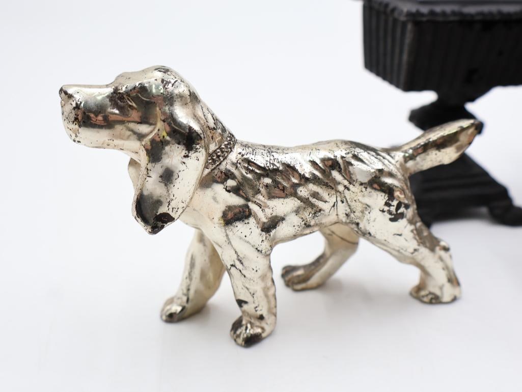 Cast Metal Figures, Trinket Box, Dog Brush and Miniatures - 3
