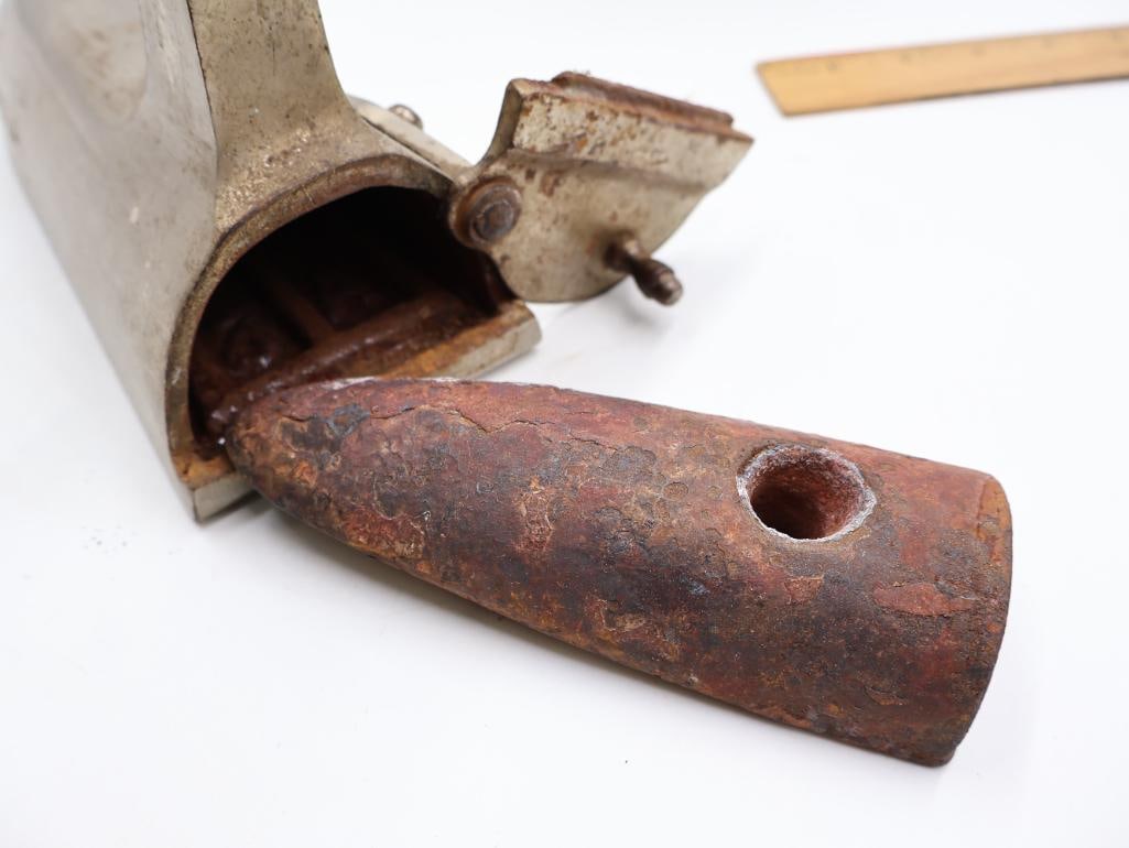 Vintage and Antique Iron Trio Early Gas and Metal Sad Irons - 3